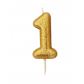 Vela Nº1 Dourada Glitter